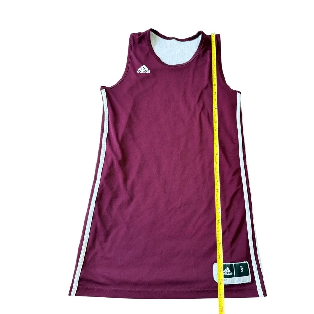 Adidas Reversible Basketball Jersey Mini Dress Maroon White Climalite Streetwear - Picture 3 of 13